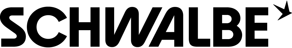 Logo von SCHWALBE in schwarzen Großbuchstaben. Über dem letzten Buchstaben „E“ ist ein stilisierter Vogel abgebildet, der nach rechts fliegt.