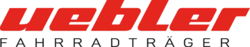 Das Logo von Uebler in Rot über dem schwarzen Schriftzug „FAHRRADTRÄGER“ in Großbuchstaben auf hellem Hintergrund.